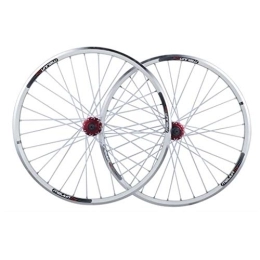 CTRIS Mountain Bike Wheel Bicycle Wheelset Wheelset 26 Inch Mountain Bike Double Wall Aluminum Alloy Disc / V Brake Cycling Bicycle Wheels QR 7 / 8 / 9 / 10 Speed Freewheel Set 32H (Color : White, Size : 26in)