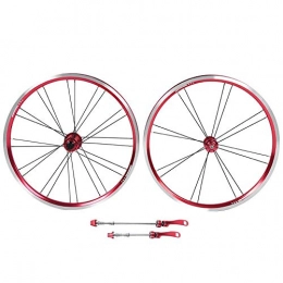 Keenso Mountain Bike Wheel Bike Wheels, Aluminium Alloy 20 Inch Ultralight Front 2 Rear 4 Bearing V Brake Folding Bicycle Wheelset Mountain Bike Wheel Set(Red)