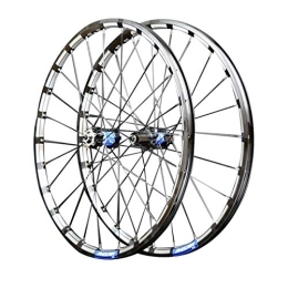 SJHFG Mountain Bike Wheel Bike Wheels, Aluminum Alloy Hub Straight Pull Quick Release 7 / 8 / 9 / 10 / 11 / 12 Speed Card Flying Mountain Bike Cycling Wheels (Color : Black blue, Size : 26inch)