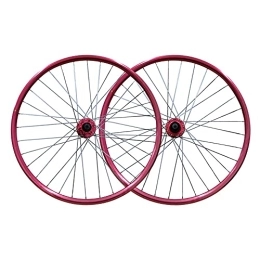 LRBBH Mountain Bike Wheel Bike Wheels, Quick Release Hub Aluminum Alloy Double-Layer Rim Disc Brake Cassette Mountain Bike Wheels, 32 Holes / red / 26 Inch