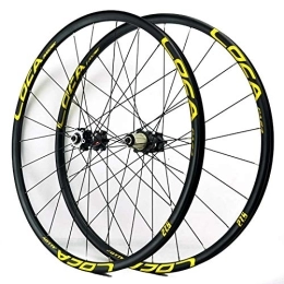 HJRD Mountain Bike Wheel Bike Wheelset, 26 / 27.5 / 27.5 Inch MTB Double Wall Cycling Wheels Quick Release Disc Brake 24 Holes Rim Compatible 8 / 9 / 10 / 11 / 12 Speed, yellow(27.5)