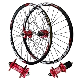 DYSY Spares Bike Wheelset 26 / 27.5 / 29 Inch, Aluminum Alloy Hybrid / MTB Hub HG Sealed Bearings Disc Brake Mountain Rim for 7-12 Speed 2250g (Color : Red, Size : 26 inch)