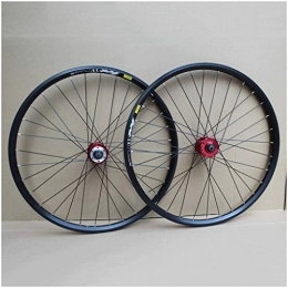 HSQMA Mountain Bike Wheel Bike Wheelset 26 Inch Disc Brake MTB Wheels Double Wall Rim QR For 8 / 9 / 10 Speed Cassette Flywheel 32 Holes (Color : Red, Size : 26inch)