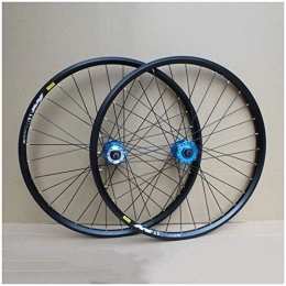 Generic Mountain Bike Wheel Bike Wheelset 26 Inch Double Wall MTB Rim Disc Brake QR For 8 / 9 / 10 Speed Cassette Flywheel 32 Holes (Color : Blue) (Blue)