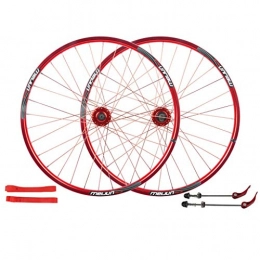 HWL Mountain Bike Wheel Bike Wheelset 26 Inch, Mountain Bike Disc Brake Wheelset Quick Release Sealed Bearing Black 32 Hole 7 / 8 / 9 / 10 Speed (Color : Red)