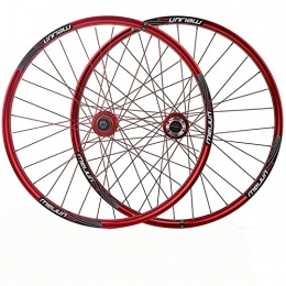 Zatnec Spares Bike Wheelset, 26 Inch Mountain Cycling Wheels, Magnesium Alloy Disc Brake / Fit For 7-10 Speed Freewheels / 32H Quick Release MTB Bicycle Rim (Color : Red)