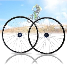 Samnuerly Mountain Bike Wheel Bike Wheelset 26'' Quick Release Mountain Bicycle Front Rear Wheel Disc / V Brake Wheel Set 32-Hole Sealed Bearings Hub For 7 8 9 10 Speed (Color : Black, Size : 26in) (Blue 26in)