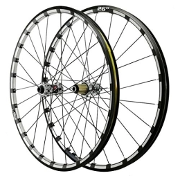 HCZS Spares Bike Wheelset, Mountain Bike Barrel Axle Wheel Set 24 Holes Straight Pull 4 Bearing Disc Brake Wheel 26in Cycle Wheel