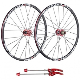AIFCX Spares Bike Wheelset MTB, 26 InchesDouble Wall Disc Brake Rim Alloy Quick Release Hub 1940g / Pair 7 / 8 / 9 / 10 speed, Red-26inch