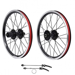 BIKING Spares BIKING Bike Wheelset, Mountain Bike Wheelset 16in 305 Disc Brake 11 Speeds 6 Nail Bearing Compatible for V brake(Black)