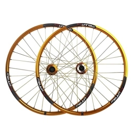 HSQMA Spares BMX Wheelset 20'' 406 Foldable Bicycle Rim Disc Brake Quick Release MTB Wheels 32H Hub For 7 / 8 / 9 / 10 Speed Cassette Mountain Bike Wheelset (Color : 406 Gold)