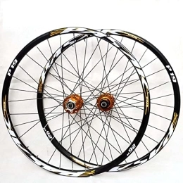 BNDDUP Spares BNDDUP 26" 27.5" 29" MTB 7-11 Speed Cassette Front and Rear Mountain Bike Wheel Double Wall Rim Bicycle Wheel Double Walled Aluminum Alloy MTB Disc Brake(Color:Golden, Size:29in)