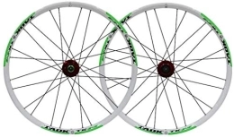 BUYAOBIAOXL Spares BUYAOBIAOXL Wheels Mountain Bike Wheelset Bike Wheel Set 24" MTB Wheel Double Wall Alloy Rim Tires 1.5-2.1" Disc Brake 7-11 Speed Palin Hub Quick Release 24H (Color : Green)
