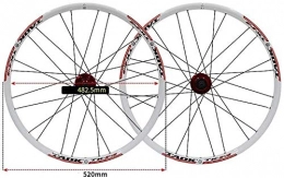 BUYAOBIAOXL Spares BUYAOBIAOXL Wheels Mountain Bike Wheelset Bike Wheel Set 24" MTB Wheel Double Wall Alloy Rim Tires 1.5-2.1" Disc Brake 7-11 Speed Palin Hub Quick Release 24H (Color : Red)