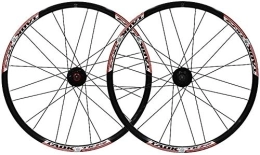 BUYAOBIAOXL Mountain Bike Wheel BUYAOBIAOXL Wheels Mountain Bike Wheelset Bike Wheel Set 24" MTB Wheel Double Wall Alloy Rim Tires 1.5-2.1" Disc Brake 7-11 Speed Palin Hub Quick Release 24H (Color : Red-B)