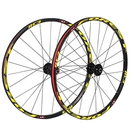 BYCDD Mountain Bike Wheel BYCDD Mountain Bike Wheelset, Quick Release Front Rear Wheels MTB Wheelset, Fit 7-11 Speed Cassette Bicycle Wheelset, Yellow_27.5 Inch