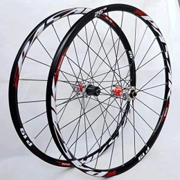 BZLLW Spares BZLLW Bike Wheel, MTB Bike Wheel Set 26 / 27.5Inch Mountain Bike Wheels Double Wall Rims Cassette Hub Sealed Bearing Disc Brake QR 7-11 Speed (Color : A-Red, Size : 27.5)