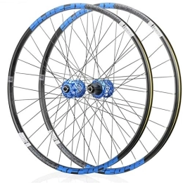 CAISYE Spares CAISYE 26 / 27.5 / 29 Inch Bicycle Wheel (Front + Rear), Mountain Bike Wheelset Double Walled Aluminum Alloy MTB Rim Fast Release Disc Brake 32H 7-11 Speed Cassette, Blue, 26in