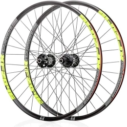CAISYE Spares CAISYE 26 / 27.5 / 29 Inch Bicycle Wheel (Front + Rear), Mountain Bike Wheelset Double Walled Aluminum Alloy MTB Rim Fast Release Disc Brake 32H 7-11 Speed Cassette, Green, 27.5in
