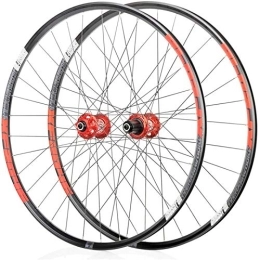 CAISYE Spares CAISYE 26 / 27.5 / 29 Inch Bicycle Wheel (Front + Rear), Mountain Bike Wheelset Double Walled Aluminum Alloy MTB Rim Fast Release Disc Brake 32H 7-11 Speed Cassette, Red, 26in