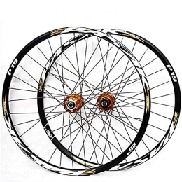CAISYE Mountain Bike Wheel CAISYE 26 / 27.5 / 29 Inch Bike Wheelset, Mountain Bicycle Wheel (Front + Rear) Double-Walled Aluminum Alloy Rim Quick Release Disc Brake 32H 7-11 Speed, Gold, 27.5in