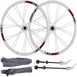 CAISYE Mountain Bike Wheel CAISYE 26 Inch Double-Layer Rim Disc Brake Wheel, Mountain Bicycle Wheelset, Aluminum Alloy Double Wall MTB Cycling Rim Disc Brake 24 Hole Quick Release 7 8 9 10 Speed, White