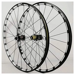 CAISYE Spares CAISYE 26 Inch Mountain Bike Wheelset, Bicycle Wheel (Front + Rear) Double-Walled Aluminum Alloy Rim Quick Release Disc Brake 32H 7-12 Speed Release Axles Accessory, Black Hub