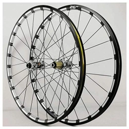 CAISYE Mountain Bike Wheel CAISYE 26 Inch Mountain Bike Wheelset, Bicycle Wheel (Front + Rear) Double-Walled Aluminum Alloy Rim Quick Release Disc Brake 32H 7-12 Speed Release Axles Accessory, Silver Hub
