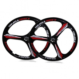 CAISYE Spares CAISYE Mountain Bike Rim 26 Inch Magnesium Alloy One Wheel Bicycle Set Disc Brake Accessories 26-Inches Bikes Wheels with Bearing Hubs Integrally Wheelset, Red, Two rounds