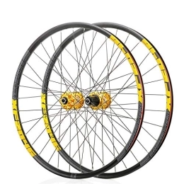 CAISYE Mountain Bike Wheel CAISYE MTB Bicycle Wheelset 27.5 In, Double Wall Quick Release Hybrid / Mountain Bike Rim Speed Walled Wheels Solid Axle Hybrid Buckling Resistant Hub Disc Brake 8 9 10 11Speed, Gold