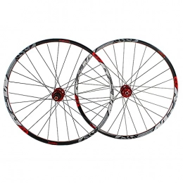 CAREXY Mountain Bike Wheel CAREXY Mountain Bike Wheelset, MTB Aluminum Alloy Rim (Front + Rear) Bicycle Wheel Set 28H QR / THR Disc Brake 7-11 Speed Cassette Cycling Parts Replacement, Red