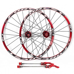 CAREXY Spares CAREXY Mountain Bike Wheelset, MTB Bicycle Front Rear Wheel Double Wall Wheelset Sealed Bearing Hub Quick Release Rim Red Black, 26 inch