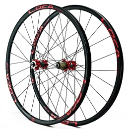 CAREXY Spares CAREXY MTB Wheelset, 26 / 27.5 / 29 Inch Cycling Double Walled Aluminum Alloy Rim Bicycle Wheelset 6 Nail QR Disc Brake 12 Speed Cassette, Red, 26‘’