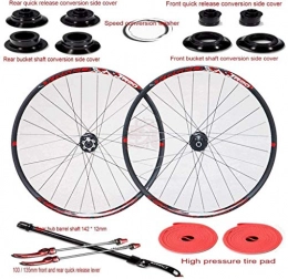 CDFC Spares CDFC MTB Bicycle Wheel 26" Mountain Bike Wheelset Double Walled Alloy Rim Disc Brake 8-12 Speed Cassette Hub Sealed Bearing, B