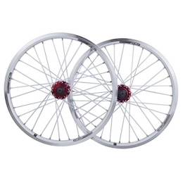 CHICTI Spares CHICTI 20 Inch Mountain Bike Wheelset, Double Wall MTB Rim Quick Release V-Brake Disc Brake Hybrid 32 Hole 8 9 10 Speed Outdoor (Color : White, Size : 20 inch)
