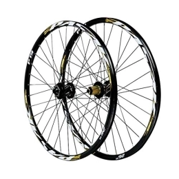 CHICTI Spares CHICTI 26 / 27.5 / 29in Bicycle Wheelset, Aluminum Alloy Double Wall MTB Rim Front 2 Rear 4 Bearings Disc Brake 12 / 15MM Barrel Shaft Outdoor (Color : Yellow, Size : 29in / 20mmaxis)
