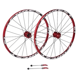 CHICTI Spares CHICTI 26 / 27.5 Inch Mountain Bike Wheelset, Double Wall Quick Release MTB Rim Sealed Bearings Disc Brake 8 9 10 Speed Red Outdoor (Color : B, Size : 27.5inch)