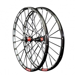 CHICTI Spares CHICTI 26 / 27.5inch Bike Wheelset, Quick Release 24-hole Straight Pull 4 Bearing Disc Brake Wheel MTB Rim Cycling Wheels Outdoor (Color : Black red, Size : 26in)