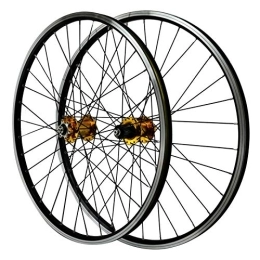 CHICTI Spares CHICTI 26'' Bike Wheels, Mountain Bike Disc Brake Hub Quick Release Wheels Double-layer Aluminum Alloy Rim V Brake Outdoor (Color : Yellow)