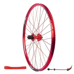 CHICTI Spares CHICTI 26" Rear Wheel, Aluminum Alloy Disc Brake Mountain Bike Single Wheel Double Wall Rim 7 / 8 / 9 / 10 Speed Flywheel Outdoor (Color : Red)