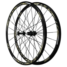 CHICTI Spares CHICTI 700C Bike Wheels, Double Wall MTB Rim Four Bearings Quick Release 7-12 Speed Flywheel Road Bike Wheels Outdoor (Color : Tyrant Gold)