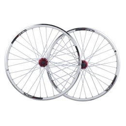 CHICTI Spares CHICTI Bike Wheelset 26, Double Wall MTB Mountain Bike Sealed Bearings Hub V-Brake Hybrid / Disc Brake 9 / 10 / 11 Speed Outdoor (Color : White, Size : 26inch)