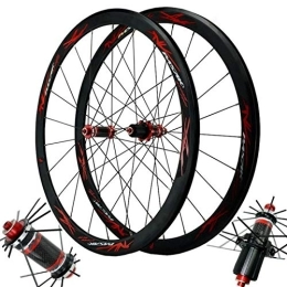 CHICTI Spares CHICTI Carbon Fiber Bicycle Wheelset, Double Wall MTB Rim Front 20 / rear 24 Holes Quick Release C / V Brake 700C Bicycle Wheelset Outdoor (Color : Red, Size : 700C)