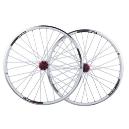 CHICTI Mountain Bike Wheel CHICTI Cycling Wheels, 32 Holes Quick Release Disc Brake V Brake Wheel Set 26 Inch Mountain Bike Aluminum Alloy Wheels Outdoor (Color : White)