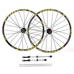 CHICTI Spares CHICTI Mountain Bike Wheelset 26, Double Wall 27.5 Inch MTB Wheels Sealed Bearings 7 Palin Disc Brake 24 Hole 8 9 10 Speed Outdoor (Color : Yellow, Size : 26inch)
