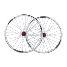 CHICTI Spares CHICTI Mountain Bike Wheelset 26 Inch, Double Wall MTB Rim Quick Release V-Brake Disc Brake Hybrid 32 Hole 8 9 10 Speed Outdoor (Color : White, Size : 26inch)