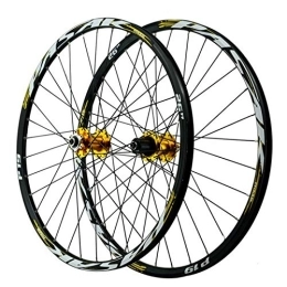 CHICTI Spares CHICTI MTB Bike Wheels, 32 Holes Quick Release Aluminum Alloy Cycling Wheelsets First 2 Rear 5 Bearings Disc Brake Outdoor (Color : Yellow, Size : 27.5in)