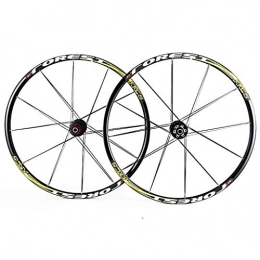 CHP Spares CHP 26 27.5 Inch MTB Bike Disc Wheelset Double Wall MTB Rim 24 / 24H QR Compatible 7 8 9 10 11 Speed (Color : Yellow, Size : 26inch)