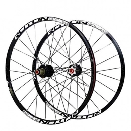 CHP Mountain Bike Wheel CHP 26" 27.5" Mountain Bike Wheelset, Alloy Double Wall MTB Front and rear wheels hybrid Bicycle Quick Release 28H Disc Brake Rim 9 10 11 speed (Color : Black, Size : 26inch)