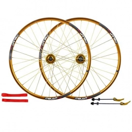 CHP Mountain Bike Wheel CHP 26 Inch MTB Cycling Wheels Mountain Bike Wheelset, Alloy Double Wall Rim Disc Brake Quick Release Sealed Bearings Compatible 7 8 9 10 Speed 32H (Color : Gold, Size : 26inch)